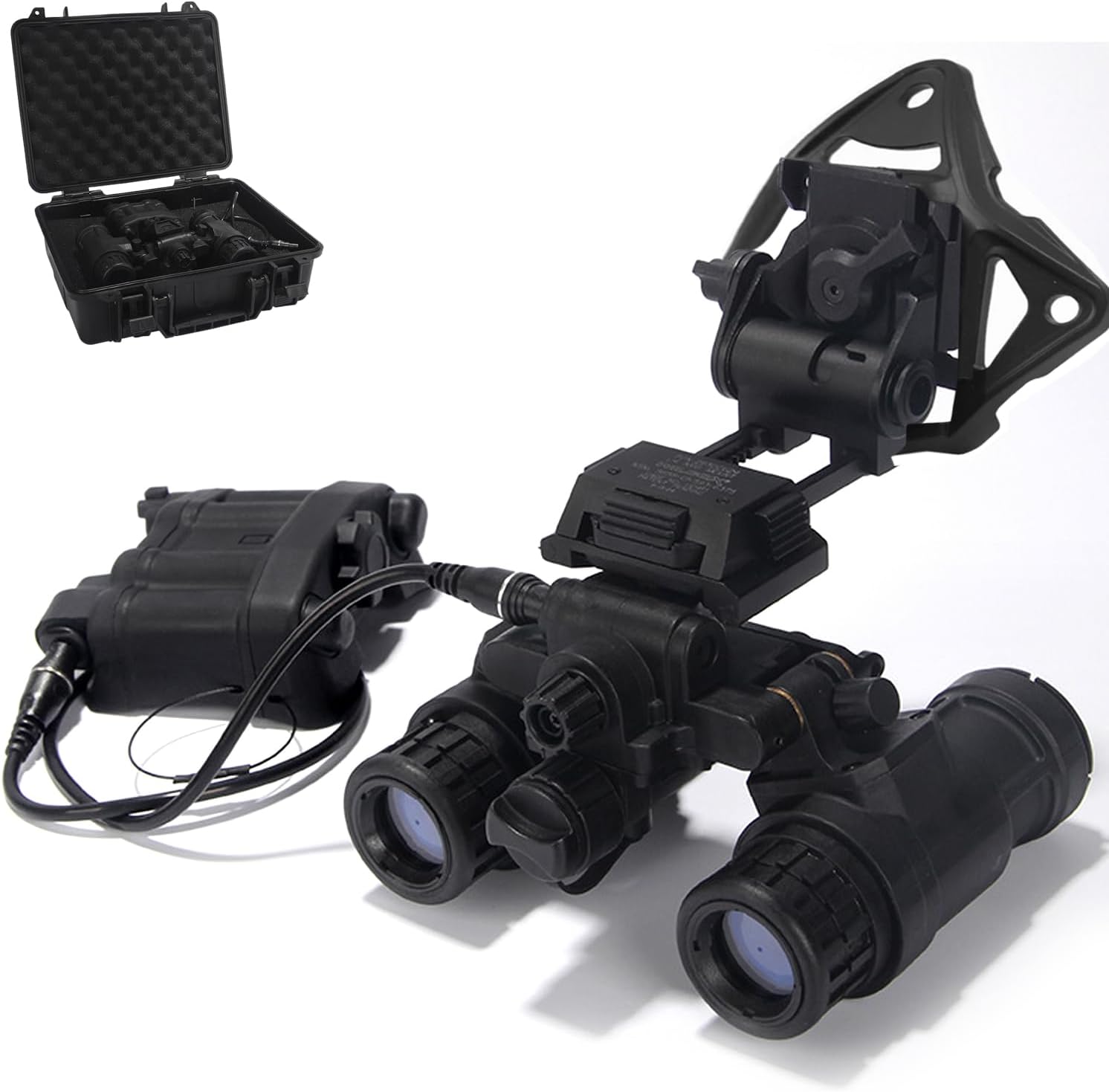 Tactical Airsoft AN/PVS31 Helmet Dummy Night Vision Goggle Model ＆ L4G19 NVG Helmet Mount Plastic Bracket No Function Binocular Night Vision NVG with Battery Case and Storage Box for Cosplay