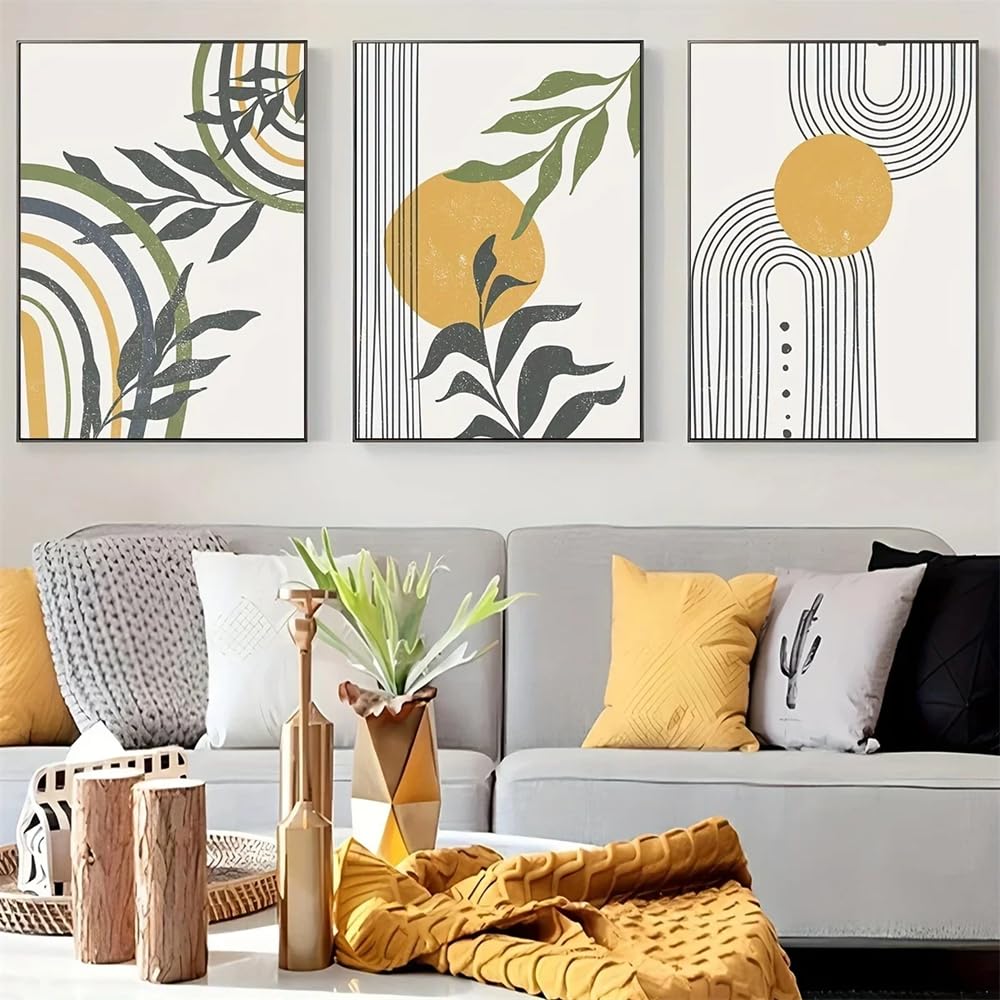 WBYZAC Art Prints-Abstract Medieval Wall Art Bohemia and Sun Canvas Wall Art Painting Modern Line Art Poster Living Room Kitchen Office Home Decoration-50 * 60cm*3PCS (No Frame)