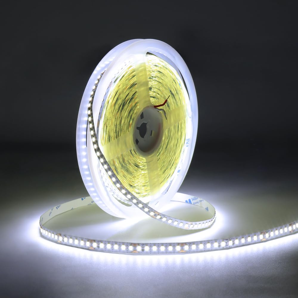 Tayire DC24V LED Streifen Kaltes Weiß 6000K 10m, LED kann geschnitten werden SMD Strip 1800 LEDs, 8 mm breit, flexibles DIY Streifen, für TV, Schlafzimmerbeleuchtung (ohne Netzteil)