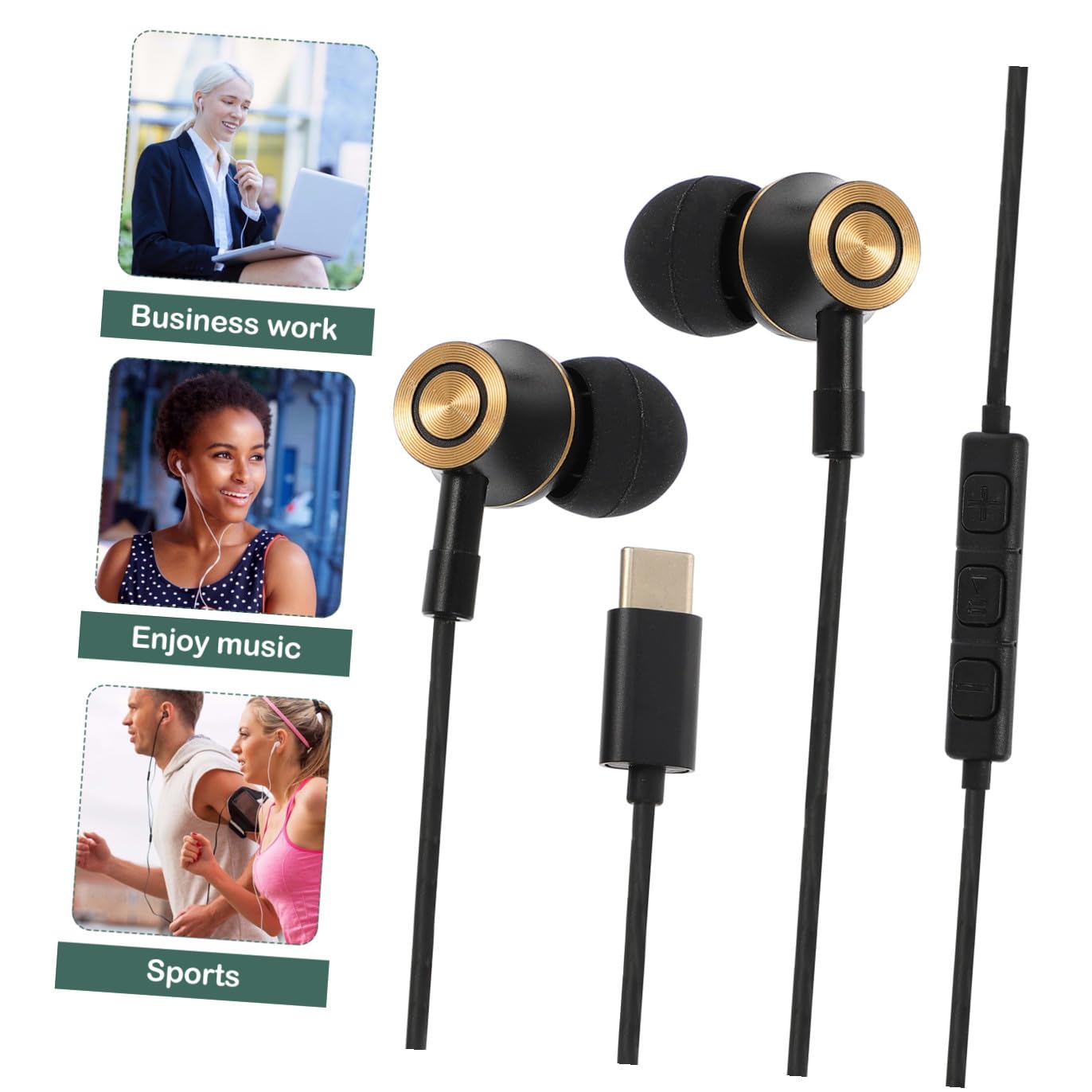 Uonlytech 2pezzi Auricolari Usb-c Con Controllo Volume Design Ergonomico e Suono Immersivo Per Tablet e Smartphone Cuffie In-ear Con Struttura Professionale e Affidabile