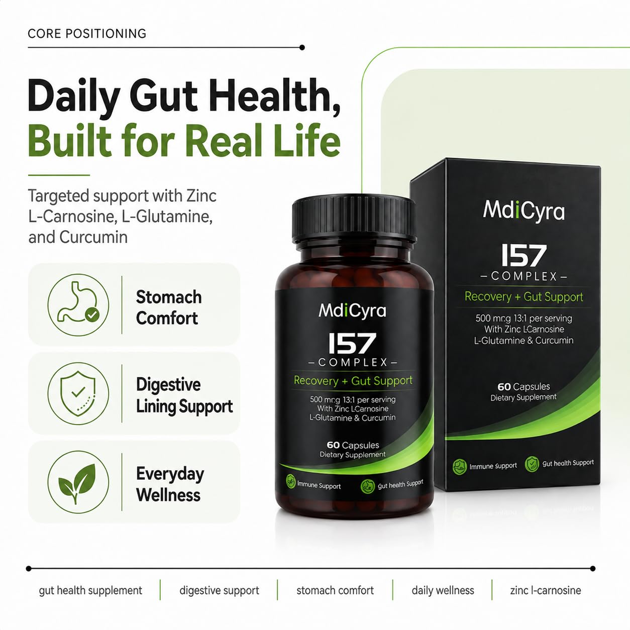 Zinc Carnosine Gut Health Supplement ，with L Glutamine and Curcumin for Digestive Lining and Daily Digestive Wellness GMP Certified Facility 60 Capsules — Amazon image 2