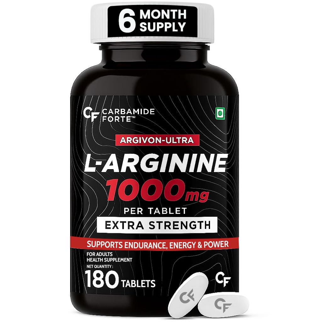 Carbamide Forte L Arginine 1000 mg | l-Arginine Supplements For Man | Boosts Nitric Oxide Production | Improved Oxygen Flow -Veg 180 Tablets