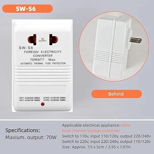 Miniatura 2 de Transformador convertidor de voltaje Moncer 70W Convertidor de voltaje ascendente y descendente (enchufes estándar de CN)