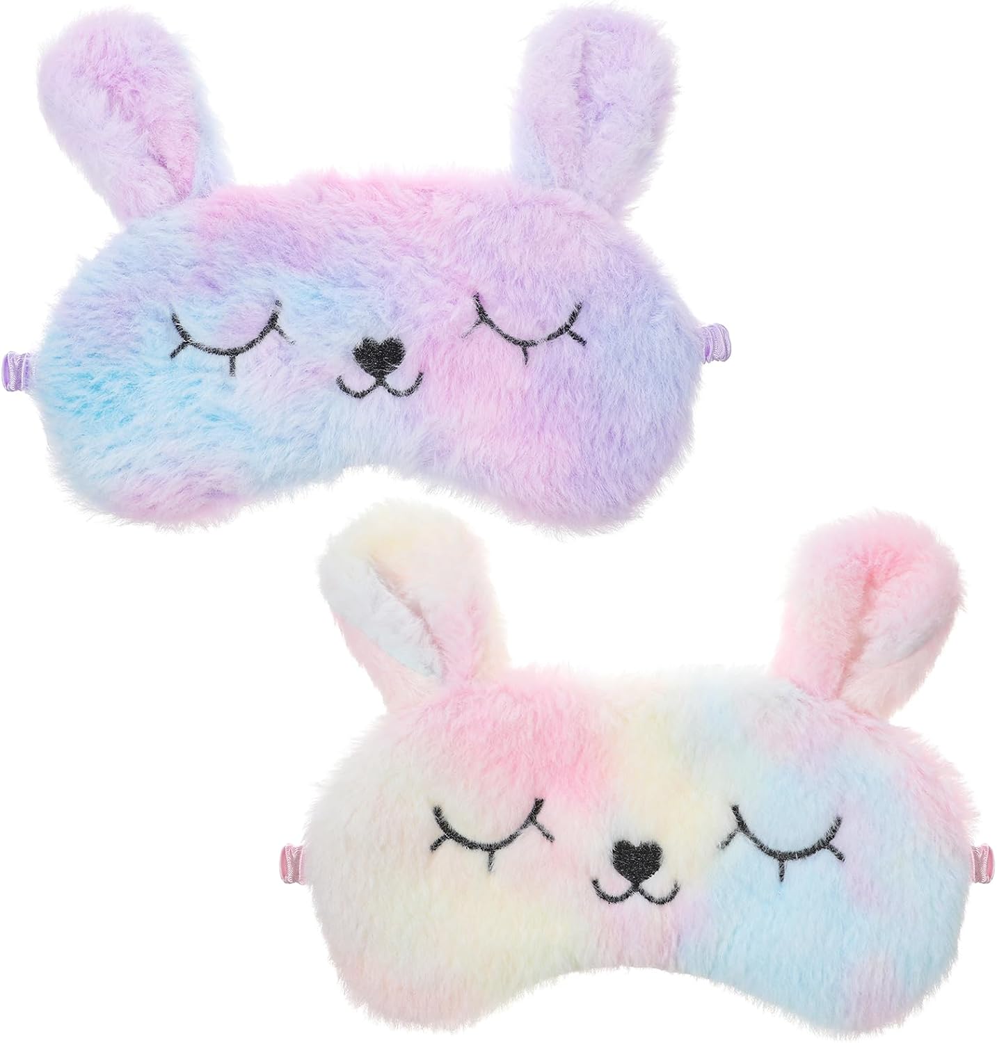Sleep Mask for Kids, 2 Pcs Cute Rabbit Plush Kids Eye Mask for Sleeping Soft Comfortable Blindfold Funny Animal Night Eye Masks for Women Girls Home Travel Nap (Multicolor)