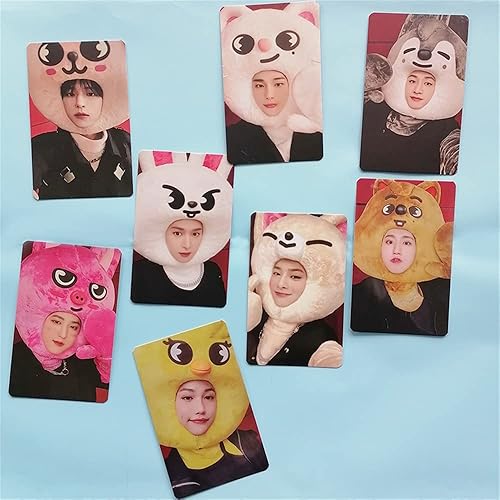 Miniatura 2 de MAXIDENT - Juego de regalo para niños, tarjetas fotográficas Lomo + llavero colgante Skzoo Felix Hyunjin Bangchan Changbin accesorios (A)