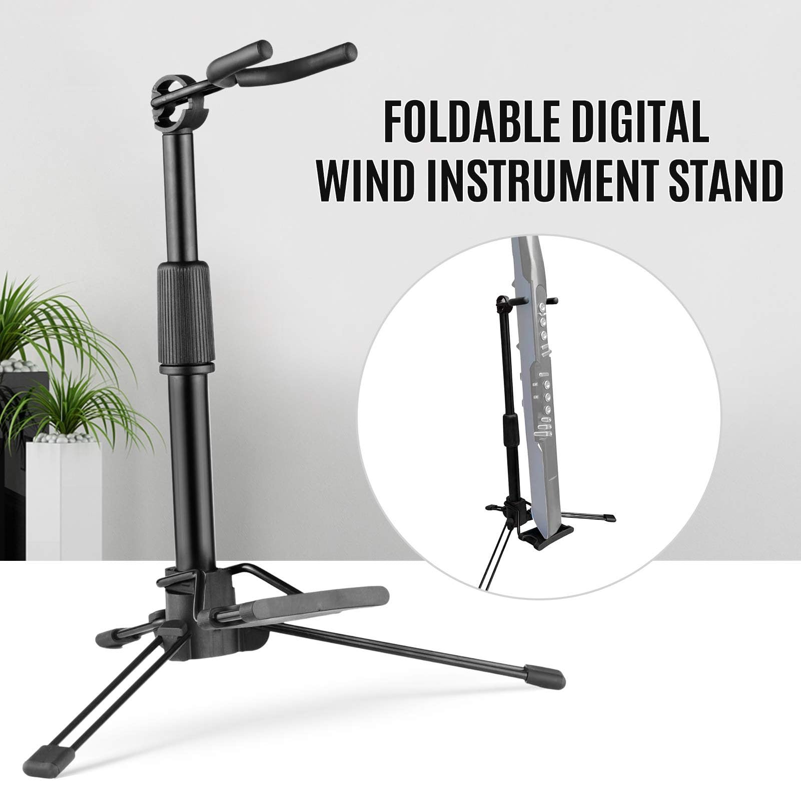 Cyfrowy stojak na instrumenty dęte, składany i regulowany uchwyt na instrumenty dęte, elektroniczny stojak na instrumenty dęte, metalowy statyw na instrumenty dęte do aerofonu