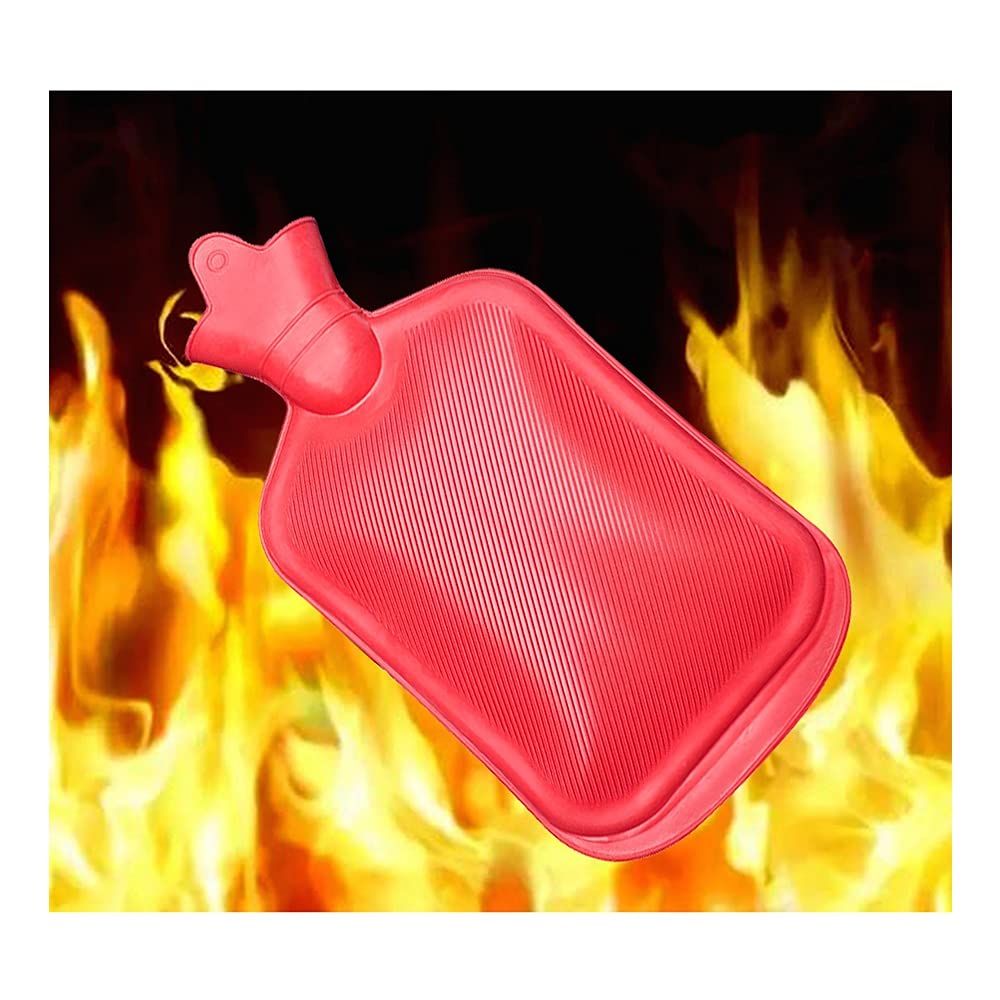 Ice Bag,Hot Water Bag,with Soft Cover,Premium Natural Rubber,Pain Relief Ice Pack with Strap for Hot No-Leak Waterproof Cold Packs. (Color : Red, Size