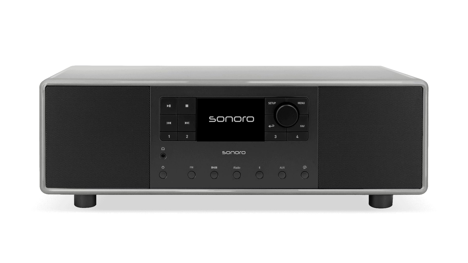 sonoro Primus Internetradio mit Bluetooth (Spotify, Deezer, Podcasts, FM/UKW, DAB Plus, WLAN, AUX-In, Holzgehäuse) Stereoanlage Chalk Grey