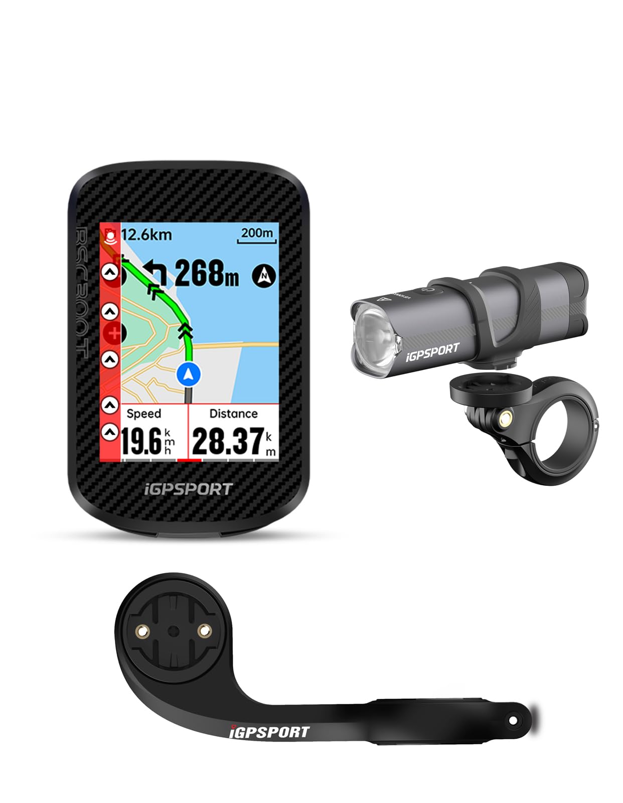 iGPSPORT BSC300T Compteur Velo sans Fil et 1200 Lumens Lumiere Velo et M80 Support de Vélo
