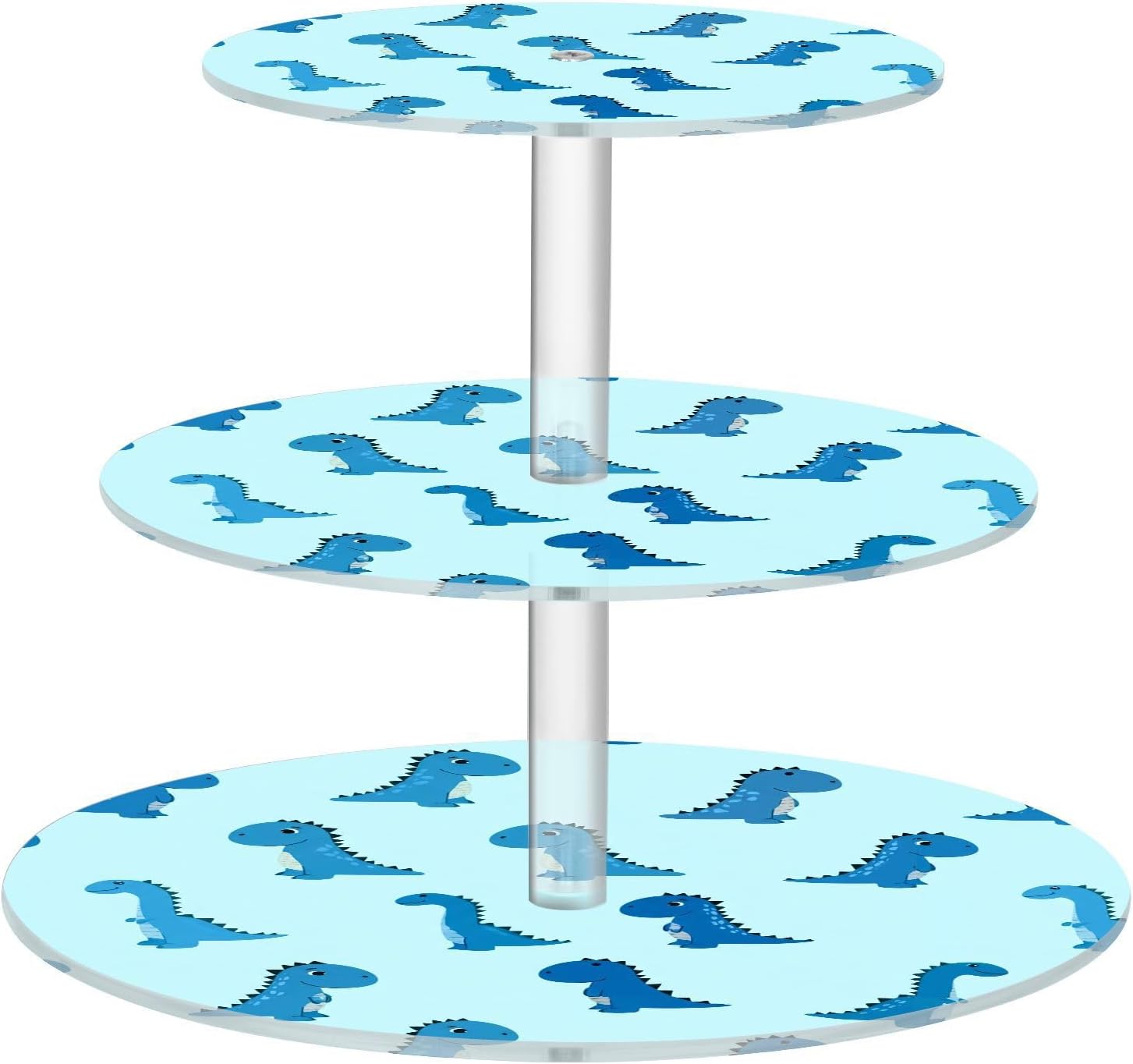 Little Dinosaur 3 Tier Acrylic Cupcake Stand, Cupcake Stand for 34 Cupcakes for Weddings,Christmas,Holidays,Parties,Birthday,Printed Cupcake Tower 23300009