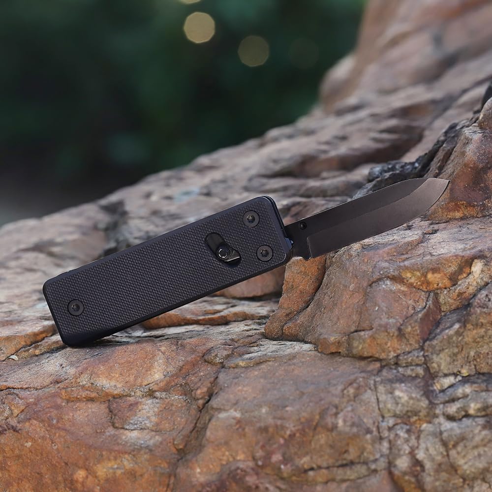 ROXON KS2E NOIR Couteau de poche multifonction avec grande lame de ciseaux | manche en G10 et clip de poche, 13 fonctions en 1, idéal pour le camping, la randonnée, les urgences et un usage quotidien