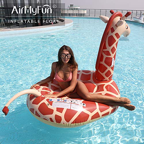 Airmyfun Inflatable Giant Giraffe Pool Float, Inflatable Toys With Durable Handles, Hold Animal Water Park For Enjoying Summer Fun #TOP3