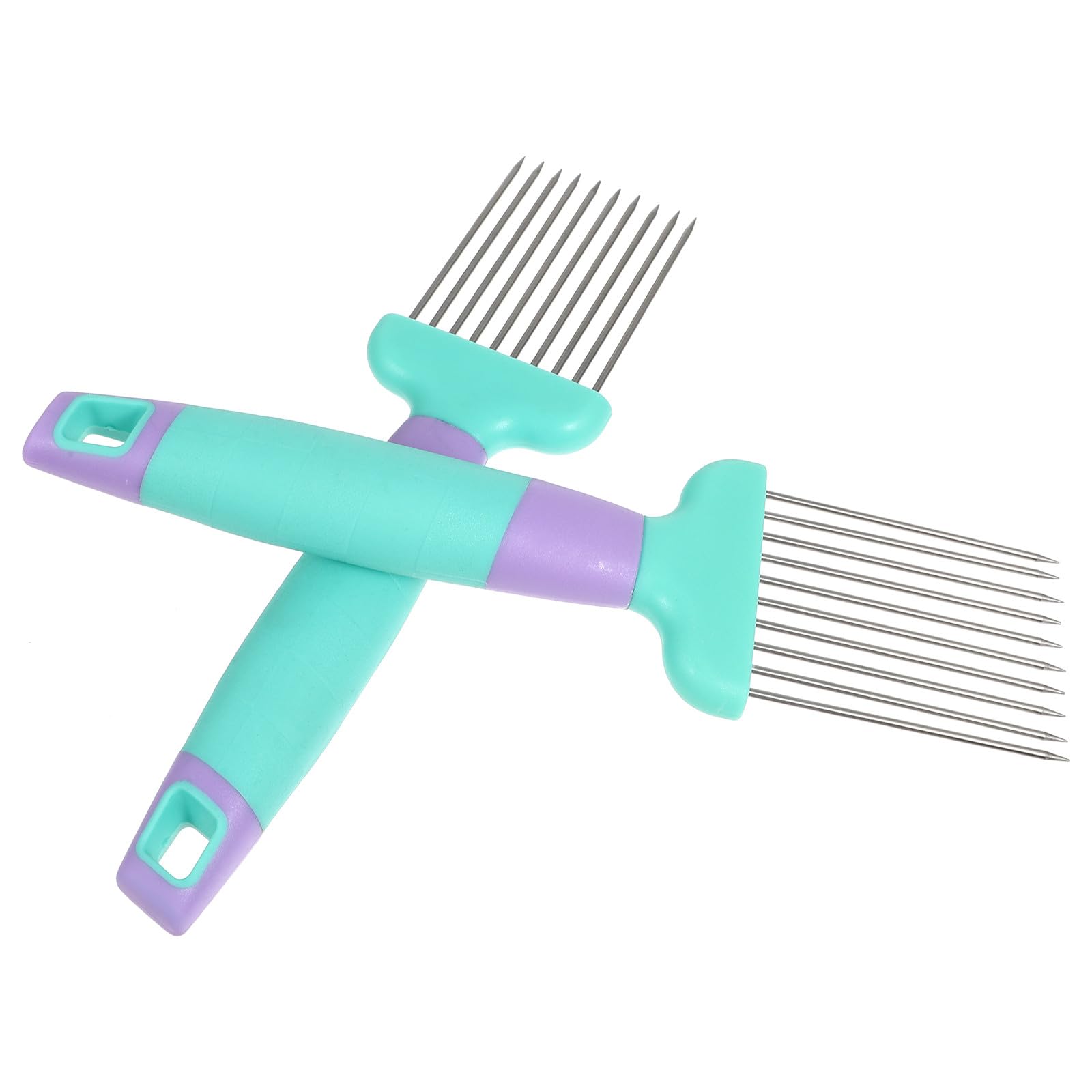 ULTECHNOVO Onion Holder Slicers and Stainless Steel Multi-functional Vegetable Slicer Tools for Kitchen Use 2pcs Assistants for Precise Onion and Meat Cutting Random Color Random Color