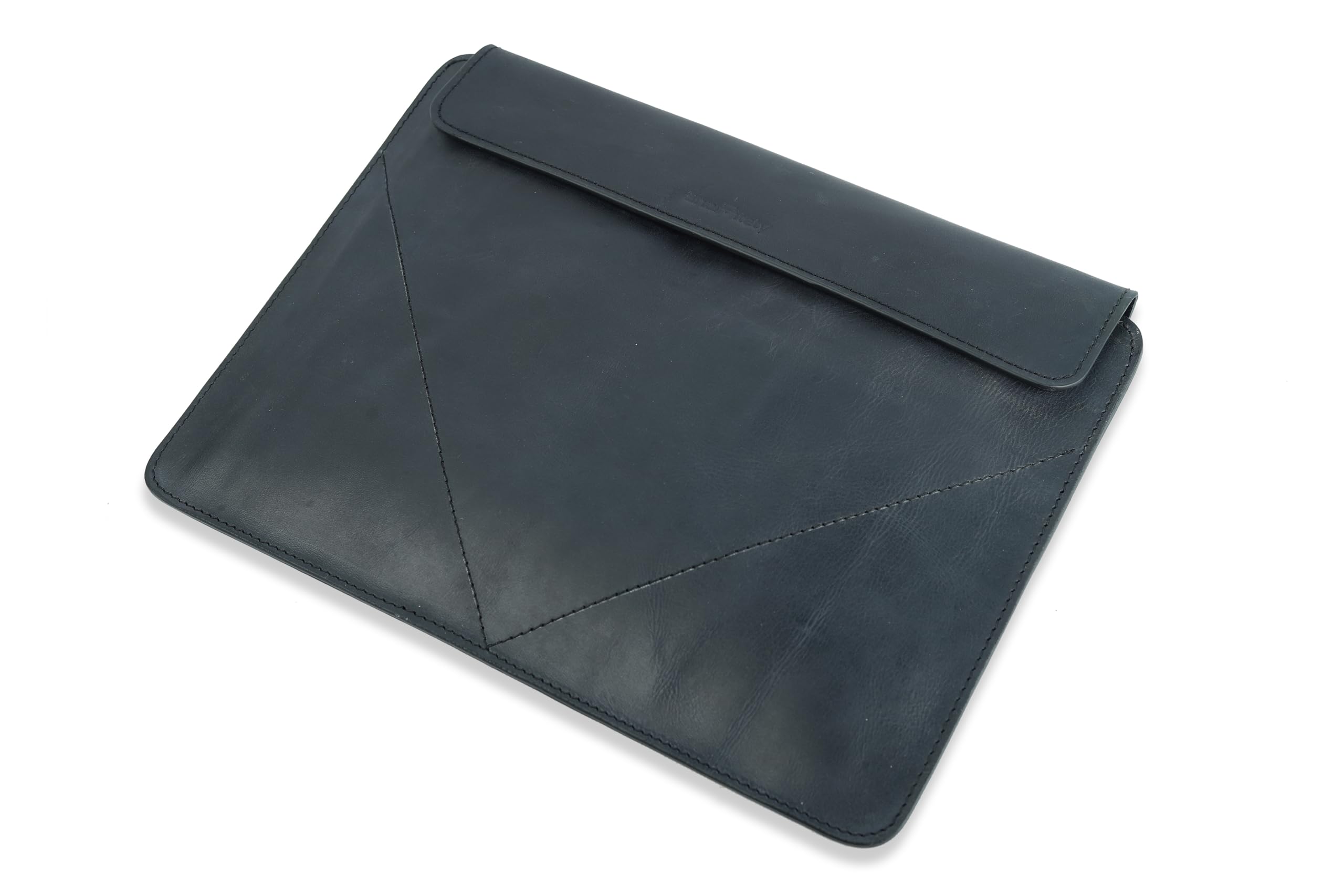 Laptop & iPad Sleeve 13" - Stylish Authentic Cow Leather Case with Waterproof Material - Multifunctional Design for Everyday Use | Black (Icb)