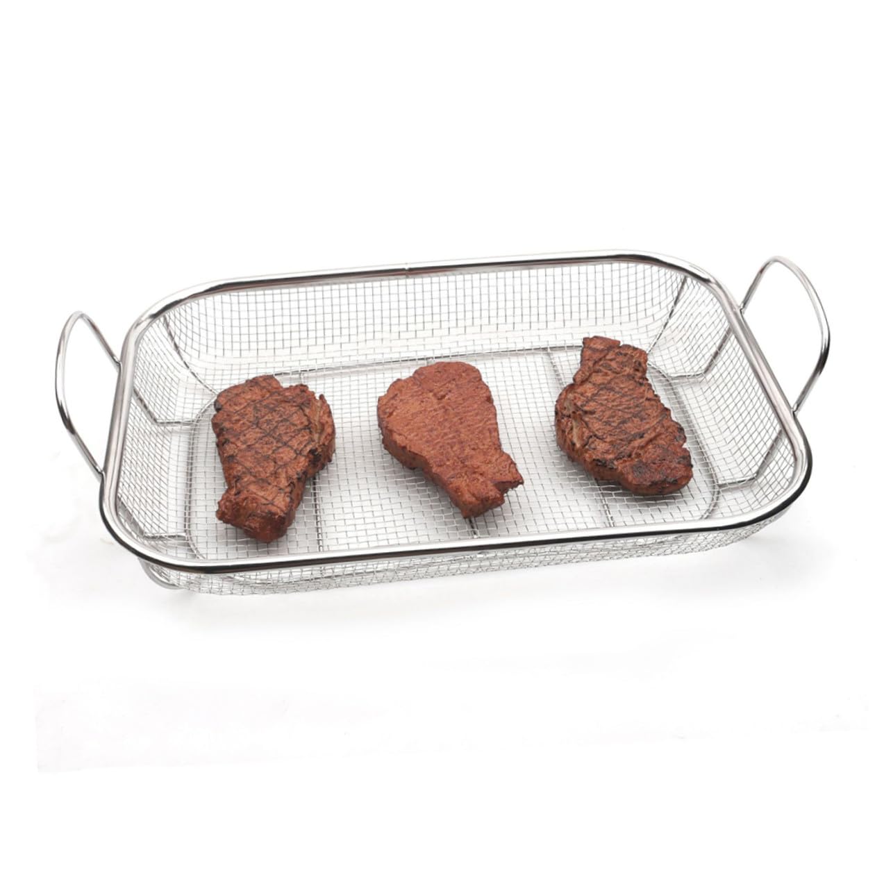 Cestello Barbecue in Acciaio Inox Argento, Drenante e Portatile | Barbecue, Struttura Multifunzione, Finitura Argento, Adatto a Amici e Colleghi, Uso Pratico All'aperto