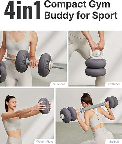 Miniatura 2 de YOTTOY Juego de mancuernas ajustables 3 en 1, pesas rusas de 20 a 40 libras con platos suaves, juego de pesas de gimnasio en casa para entrenamiento