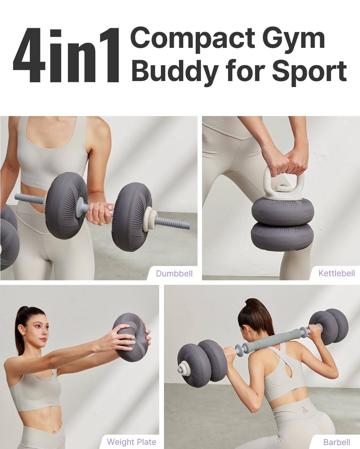 Weights Dumbbells Set, Free Weight Set with Connector, 4 in1 Dumbbells Set Used as Barbell, Kettlebells, Push up Stand, Weight Plate, Fitness Exercises for Home Gym