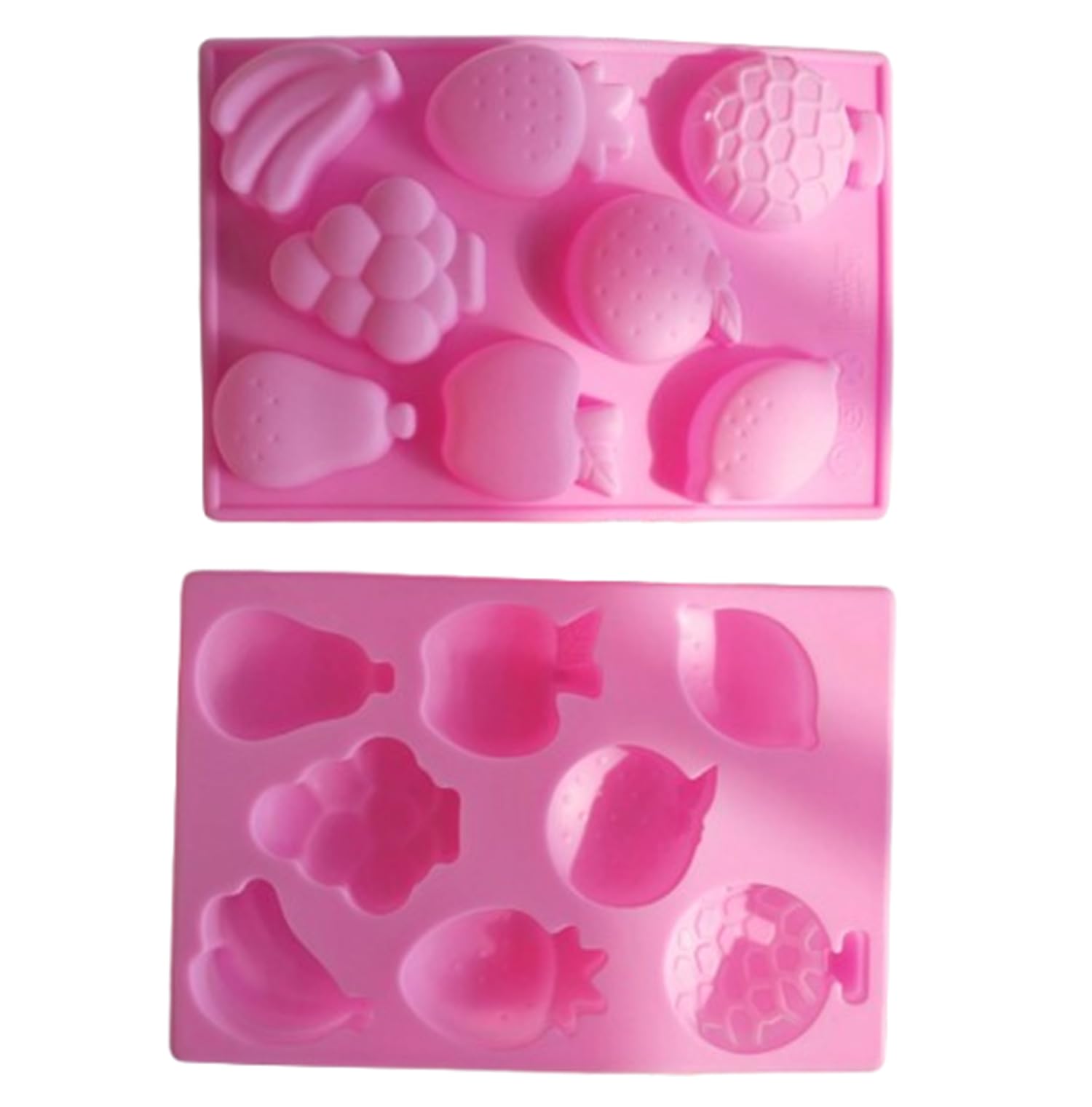 RKPM HOMES 8 Cavity Fruit Silicone Mold for Chocolate, Candy, Fondant, Soap, Wax Melts, Resin, Jelly, Ice Cubes & DIY Crafts | Strawberry, Apple, Orange, Banana, Grapes, Lemon & Pear Pink Mold-image-46