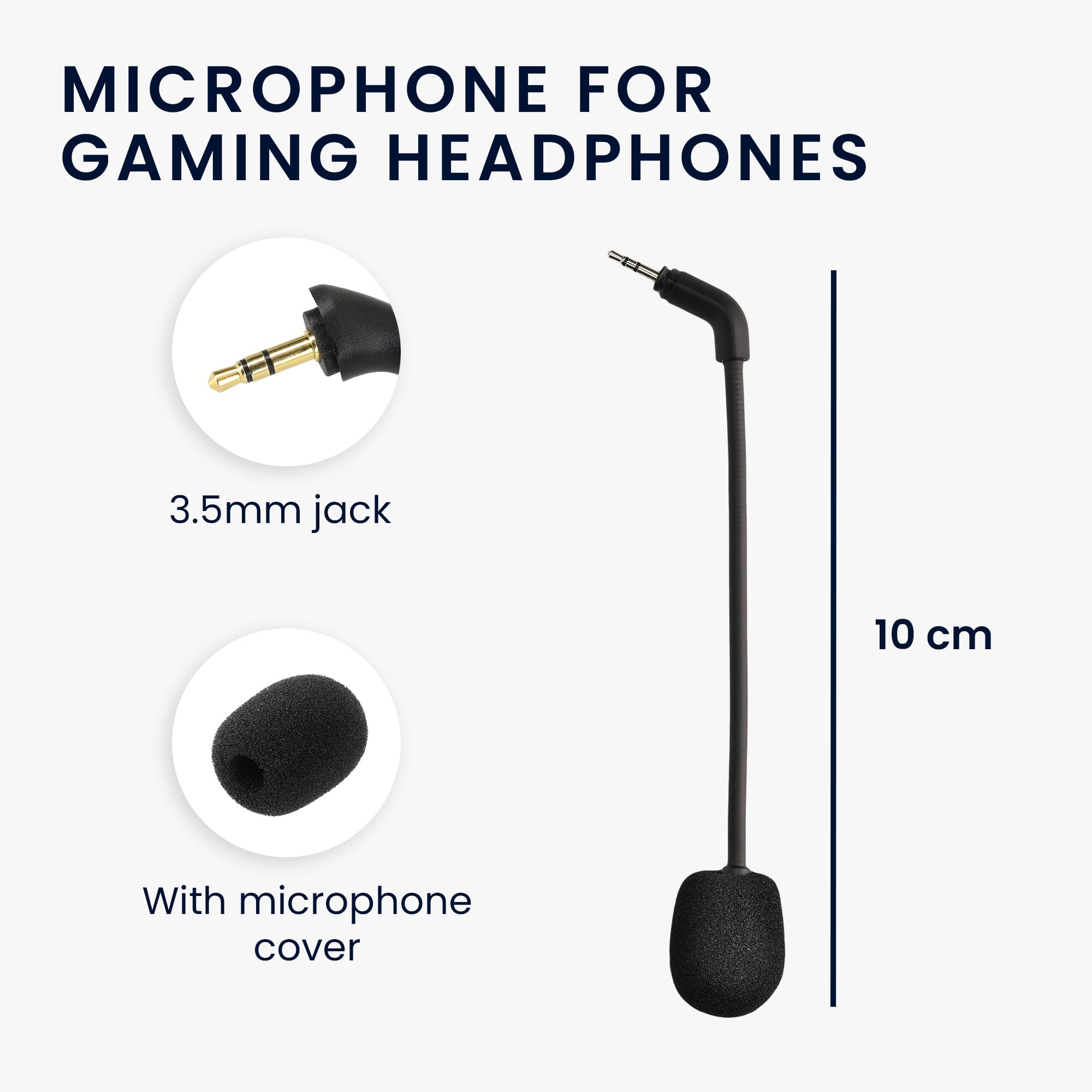 kwmobile Micrófono Compatible con TurtleBeach Recon 500 - Microfono Repuesto para Auriculares Gaming - negro