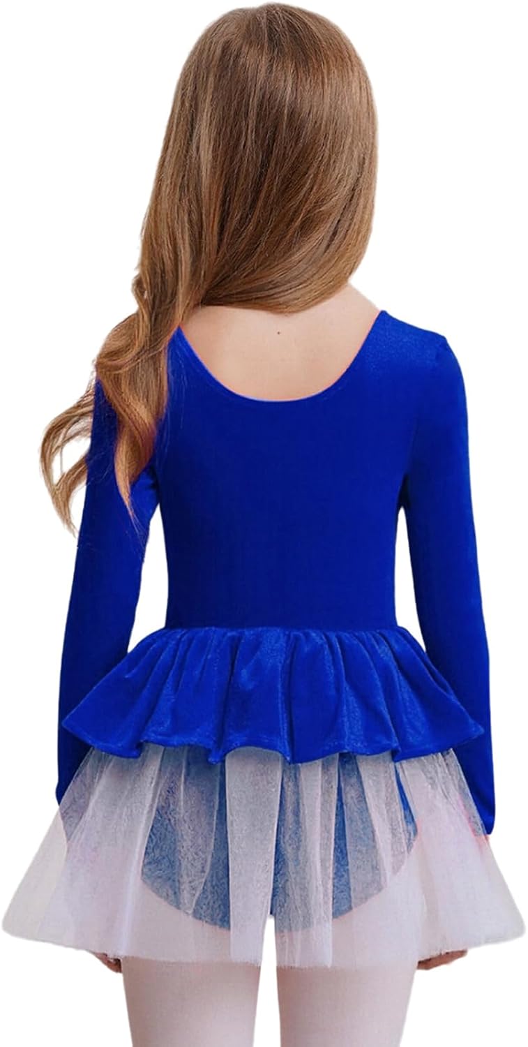 Kids Girls Ballet Tutu Leotard Figure Ice Skating Dress Gymnastics Costume Skater Dancer Mesh Skirt