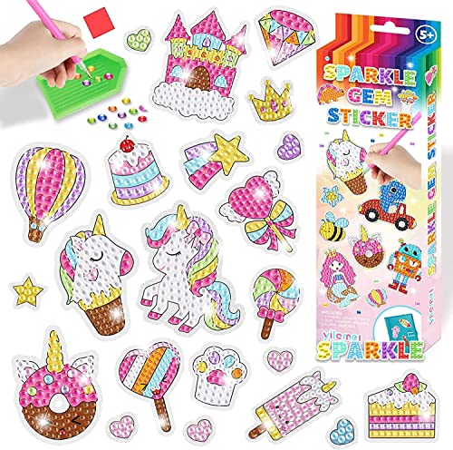 Enhörning diamantmålning barn flickor, enhörning presenter för flickor, gåva flicka 3-4 5 6 7 8 år, hantverk flicka 3–8 år, leksak från 3 4 5 6 7 8 år flicka