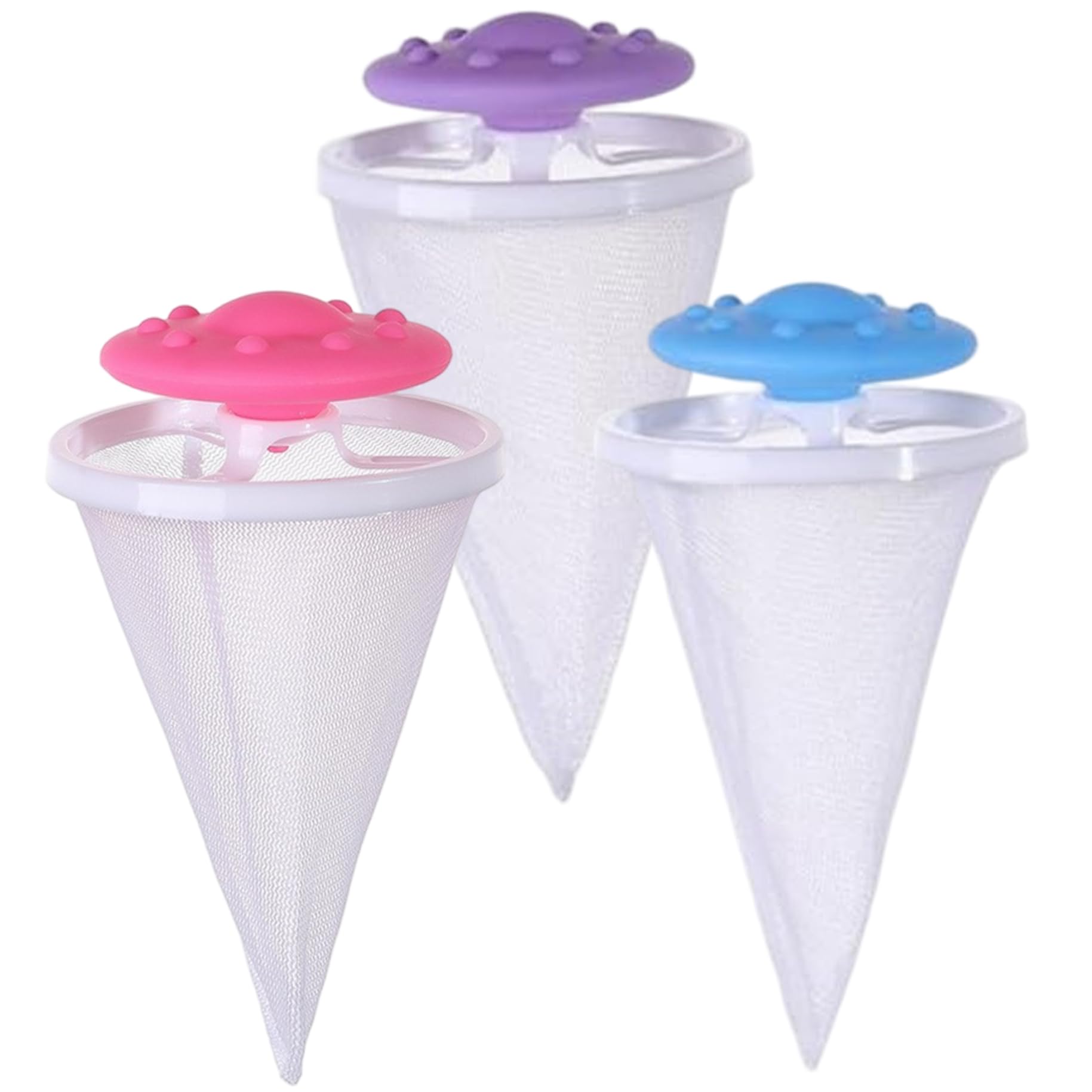 Xdyyjrasa Laundry Hair Catcher, 3Pcs Fine Mesh Cone Shaped Washer Filter