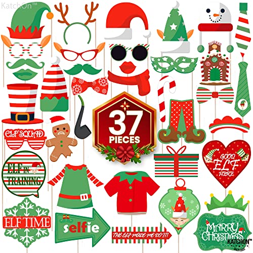 Merry Christmas Photo Booth Props - Pack Of 37 | Christmas Props For Photoshoot | Christmas Photo Props For Christmas Party Decorations | Photobooth Christmas Party Supplies | Christmas Party Favors #TOP3