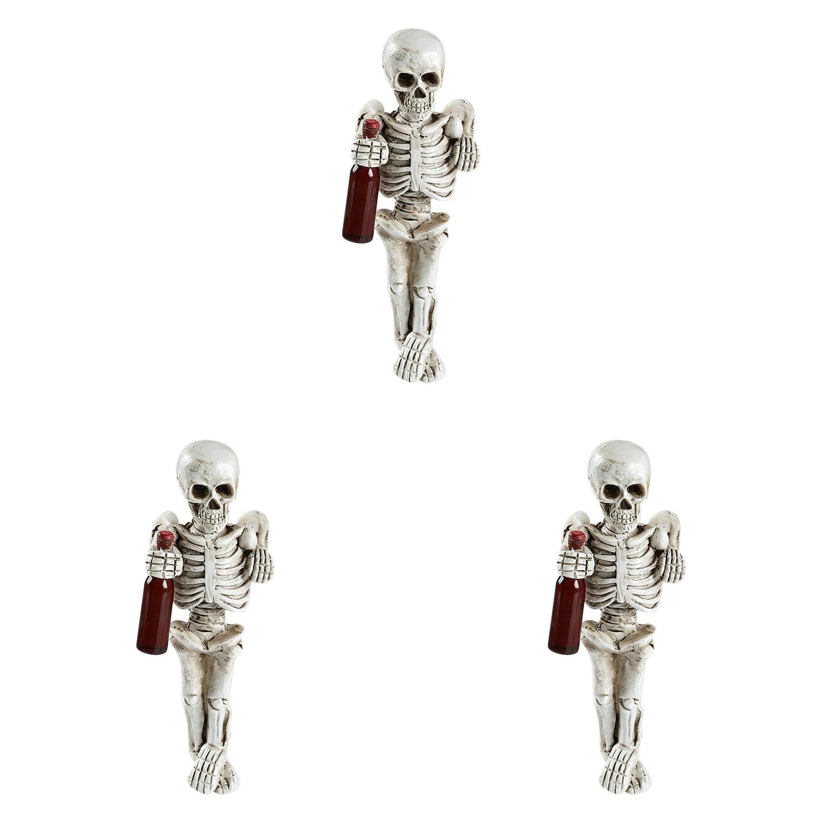 Halloween Skeleton Decor, Resin Skeleton Figurine With Wine Glass