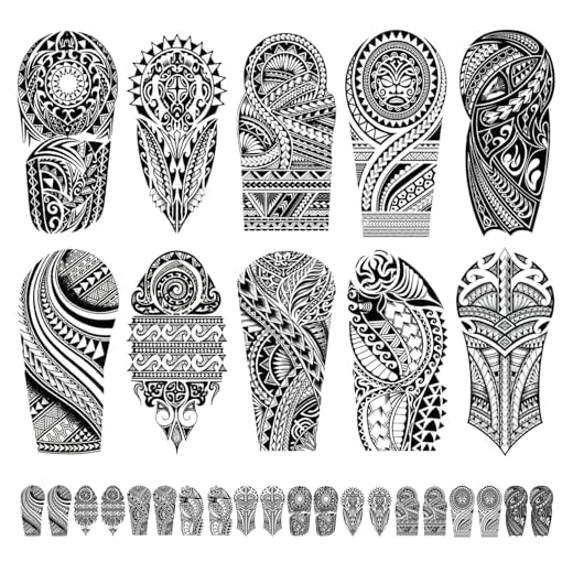 Lot de 20 feuilles de tatouages tribaux Maori pour homme, tatouages temporaires autocollants pour femmes corps bras poitrine épaule noirs tribal faux tatouage imperméable durée de 1-2 semaines