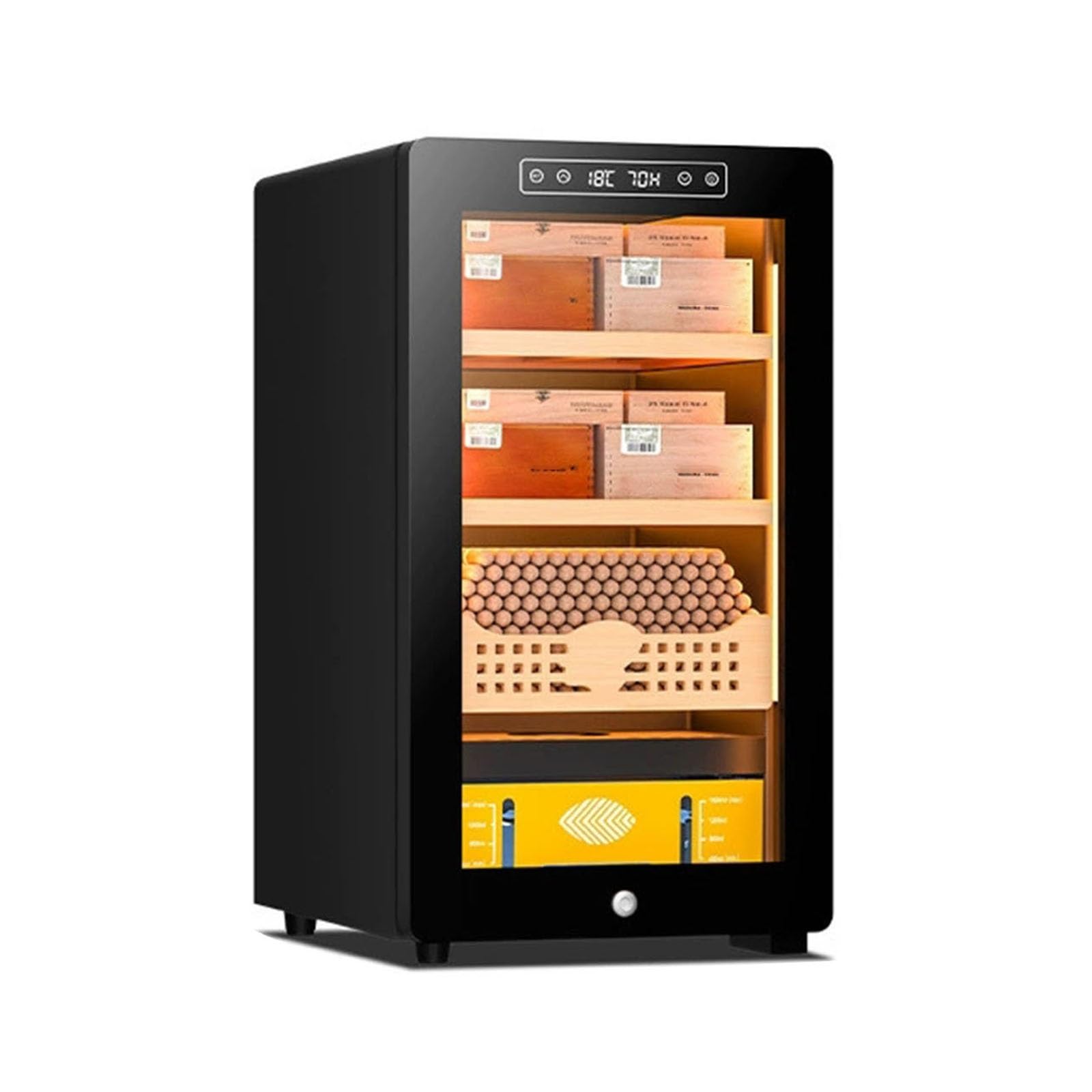 Humidor na Cygara Elektryczny z Regulacją Temperatury, 45L 52L Szafa na 250-350 Sztuk, Kompresor i Ogrzewanie PTC, Półki z Cedru Hiszpańskiego, Luksusowe Meble(52L,110V)