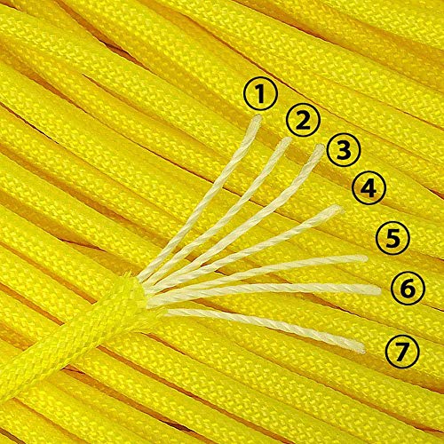 XIAONAN Paracord 550 - Cuerda de paracaídas (31 m, nailon resistente, 4 mm, para exteriores, con cierre de clic), color amarillo fluorescente
