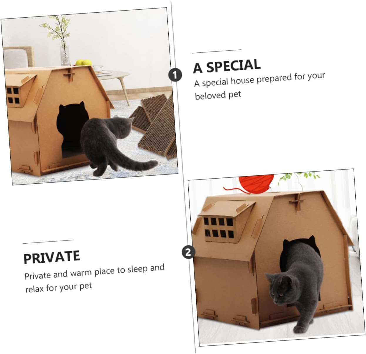 Corrugated Paper Cat House Scratching Board Durable Cardboard Kitten Scratcher for Healthy Claw Maintenance and Private Lounging Space