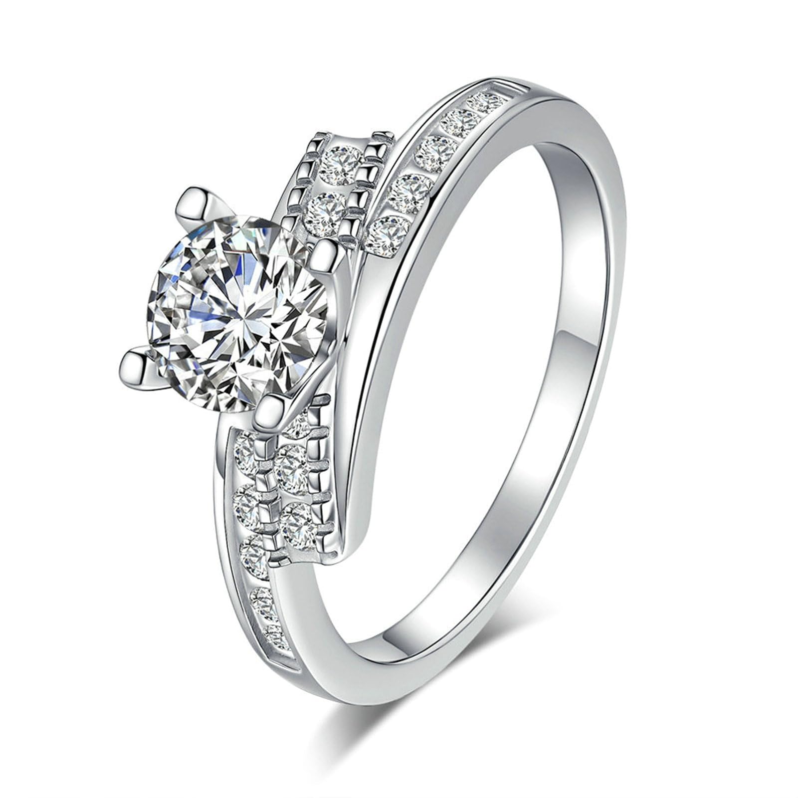 Moissanite pierścionek zaręczynowy, białe złoto, 0,5 ct, pierścionek zaręczynowy, prawdziwe złoto, elegancki pierścionek dla kobiet