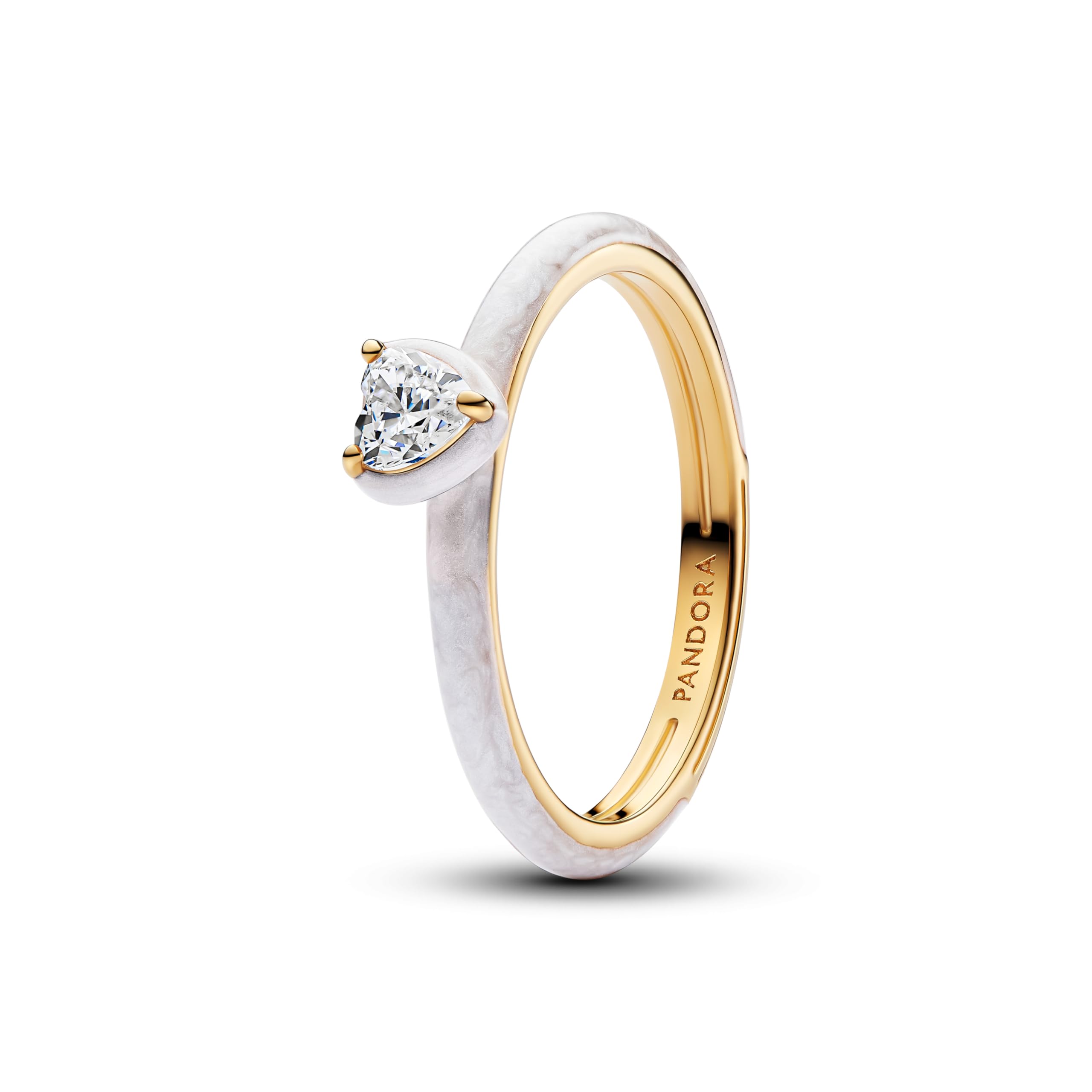 PANDORA Women's Ring White Gold Heart Chakra 163088C01 58/18.5 Sterling Silver Cubic Zirconia