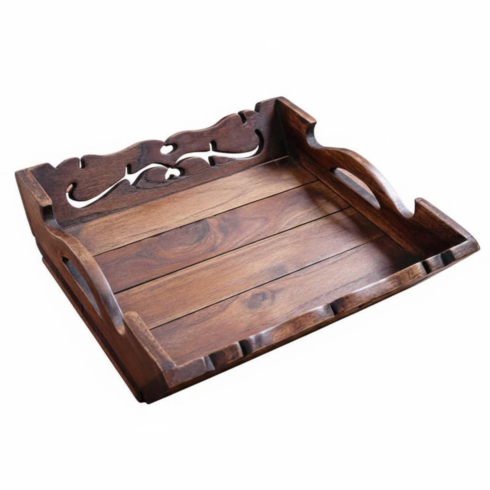 Teetablett aus Holz Mehrzweck Serviertablett aus Holz Natürliche Maserung Holztablett für Tee-Moment, Set Klein, Mittel, Groß