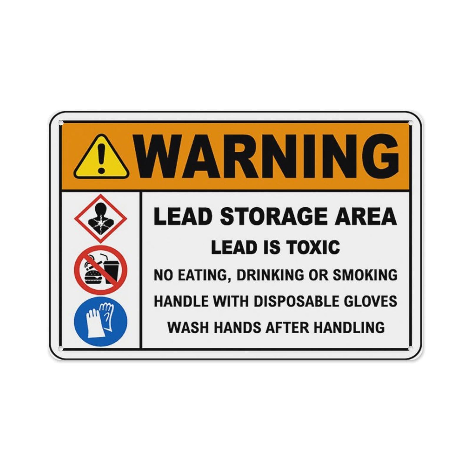 peiyeety Warning Lead Storage Area Sign Aluminum Tin Warning Signs For Home Outdoor Garden 8X12 Inches