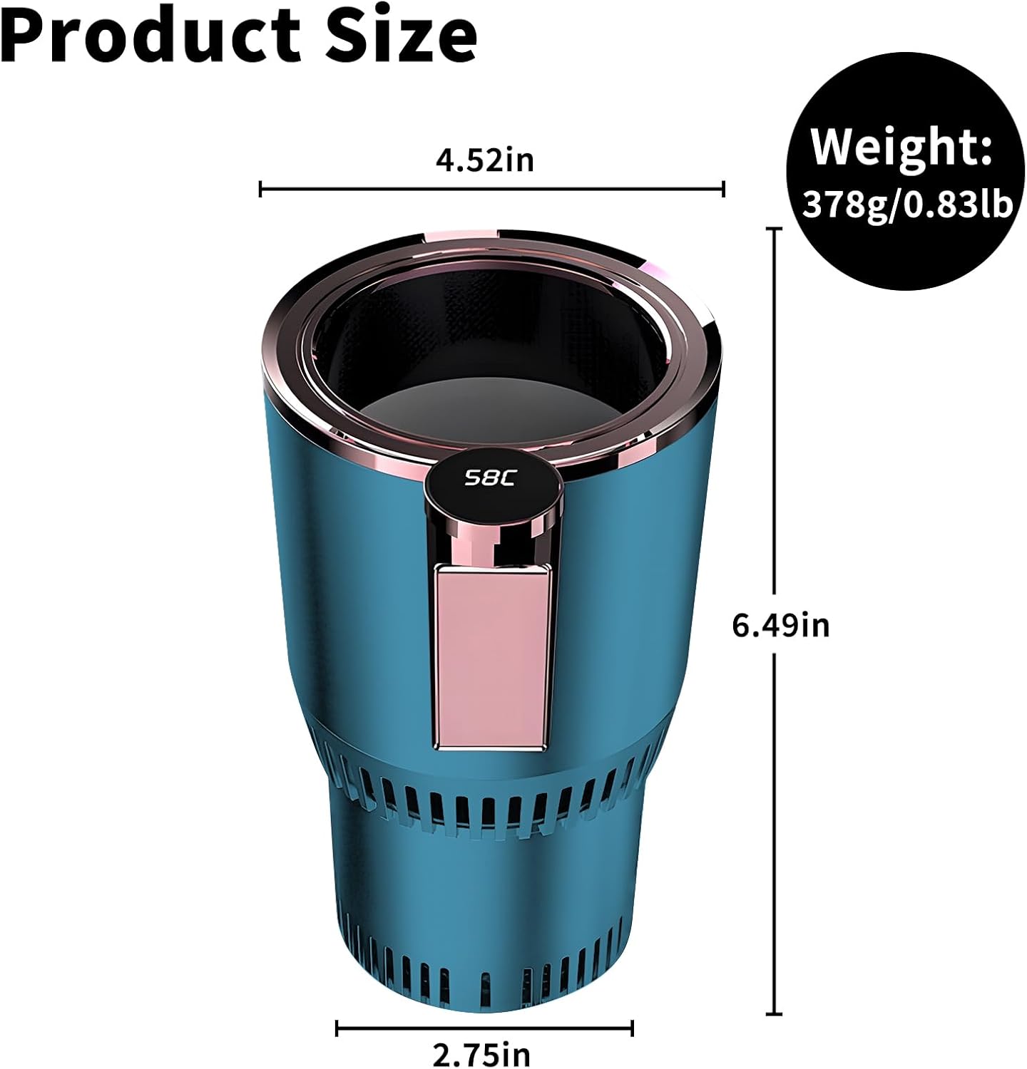 2-in-1 Car Cup Cooler Warmer Smart Temperature Control Travel Coffee Car Cup Holder (Car Cup Holder - Blue)