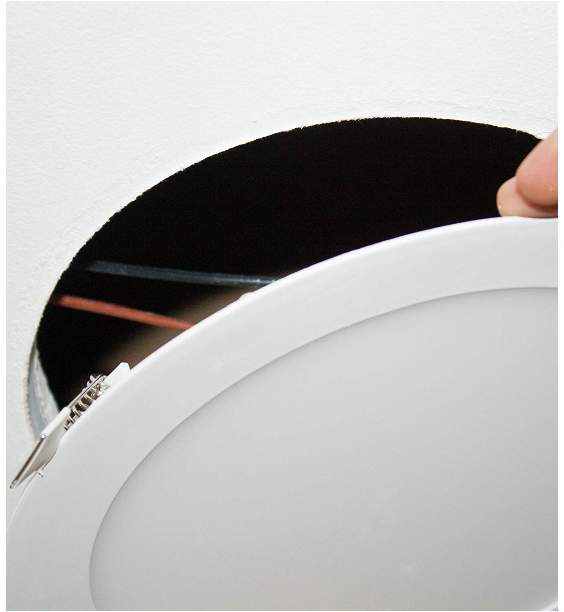 MUNDDY PACK DE 2 Downlight LED Panel Empotrable Redondo, iluminacion 6W, 3000k Blanco Cálido, marco blanco, driver incluido Envio Urgente desde Madrid