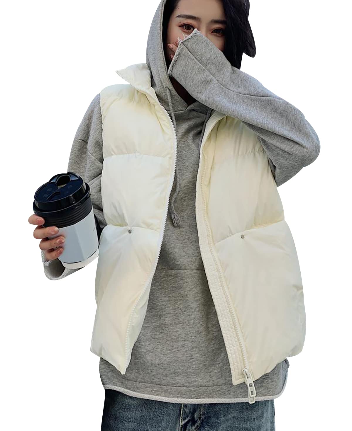 Gilet Matelassé Léger Pour Femme, Sans Manches, Col Montant, Veste D