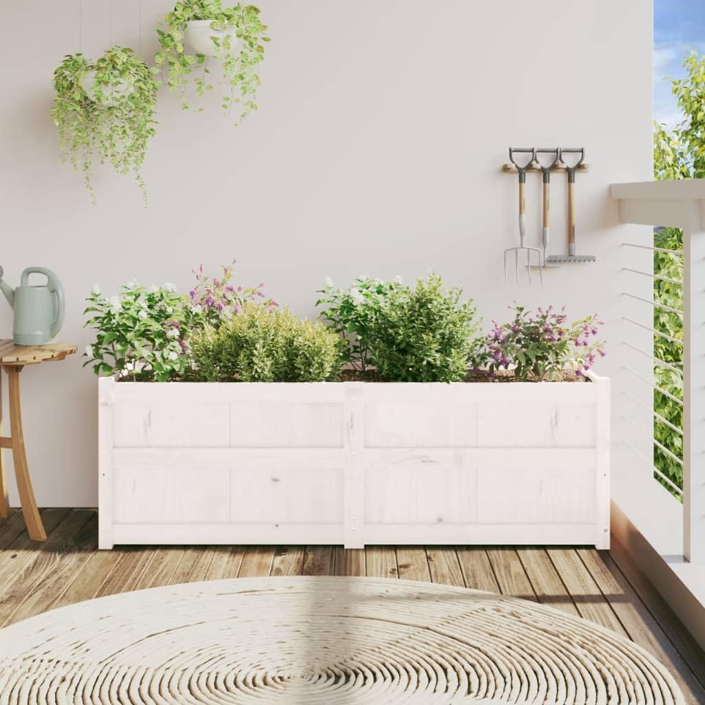 Zewnętrzna skrzynka na rośliny, podwyższony pionowy ogród na balkon i ogród, Mini Rift Garden do sadzonek, zewnętrzny pionowy ogród, wodoodporny, biały ogród skrzynka na kwiaty 150x50