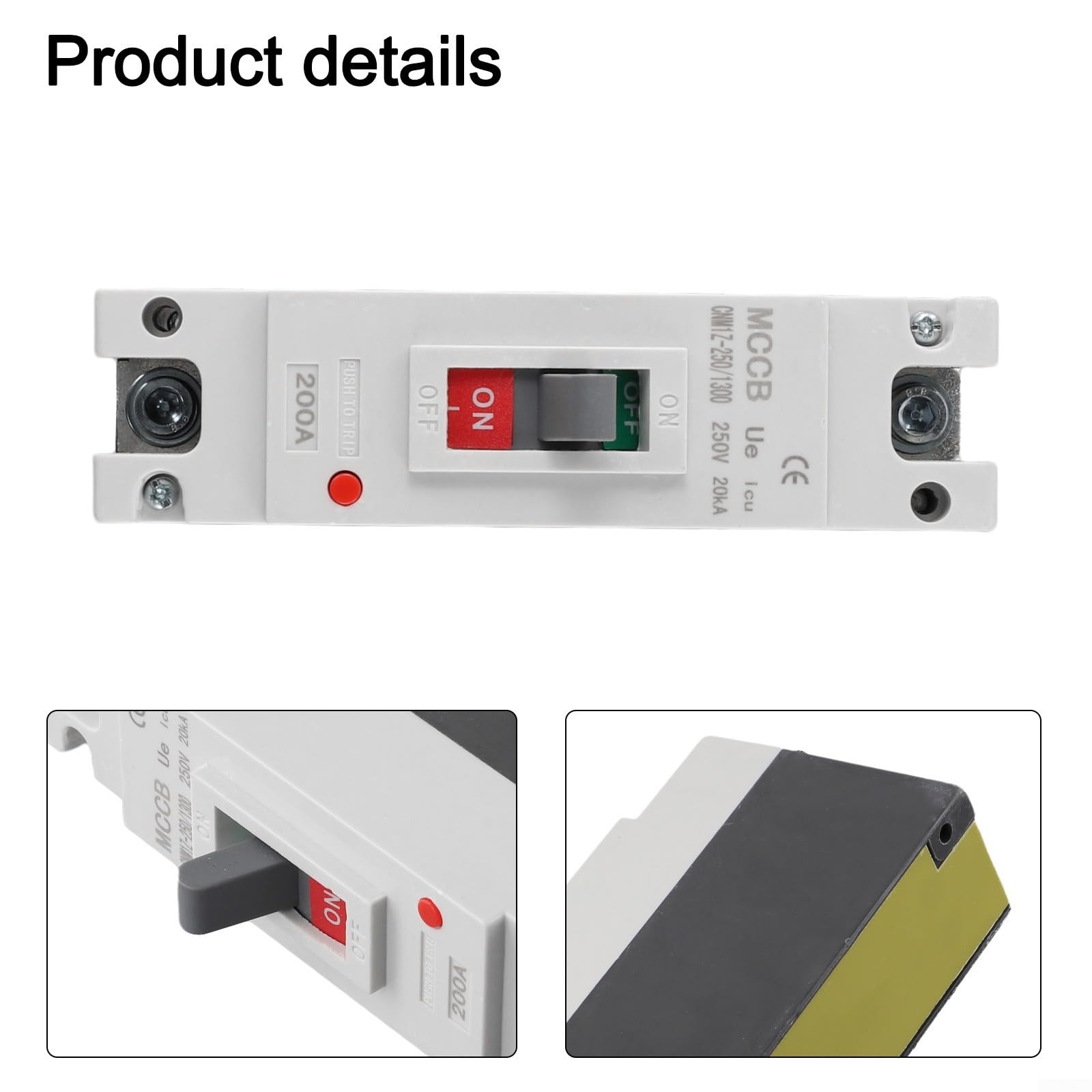 Interruttore CC 1P 200 A 12 V-500 V con potenza di spegnimento 35 kA per impianti solari e eolici, alloggiamento robusto per protezione da sovraccarico e cortocircuito nei sistemi a corrente continua