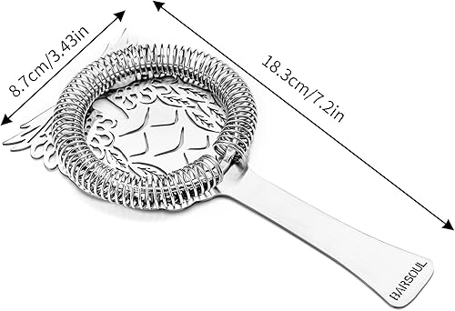 Miniatura 3 de SUN GKOTTA Colador Hawthorne  Hermoso y exquisito patrón, colador de cóctel de acero inoxidable con resorte apretado y duradero, colador de bar,