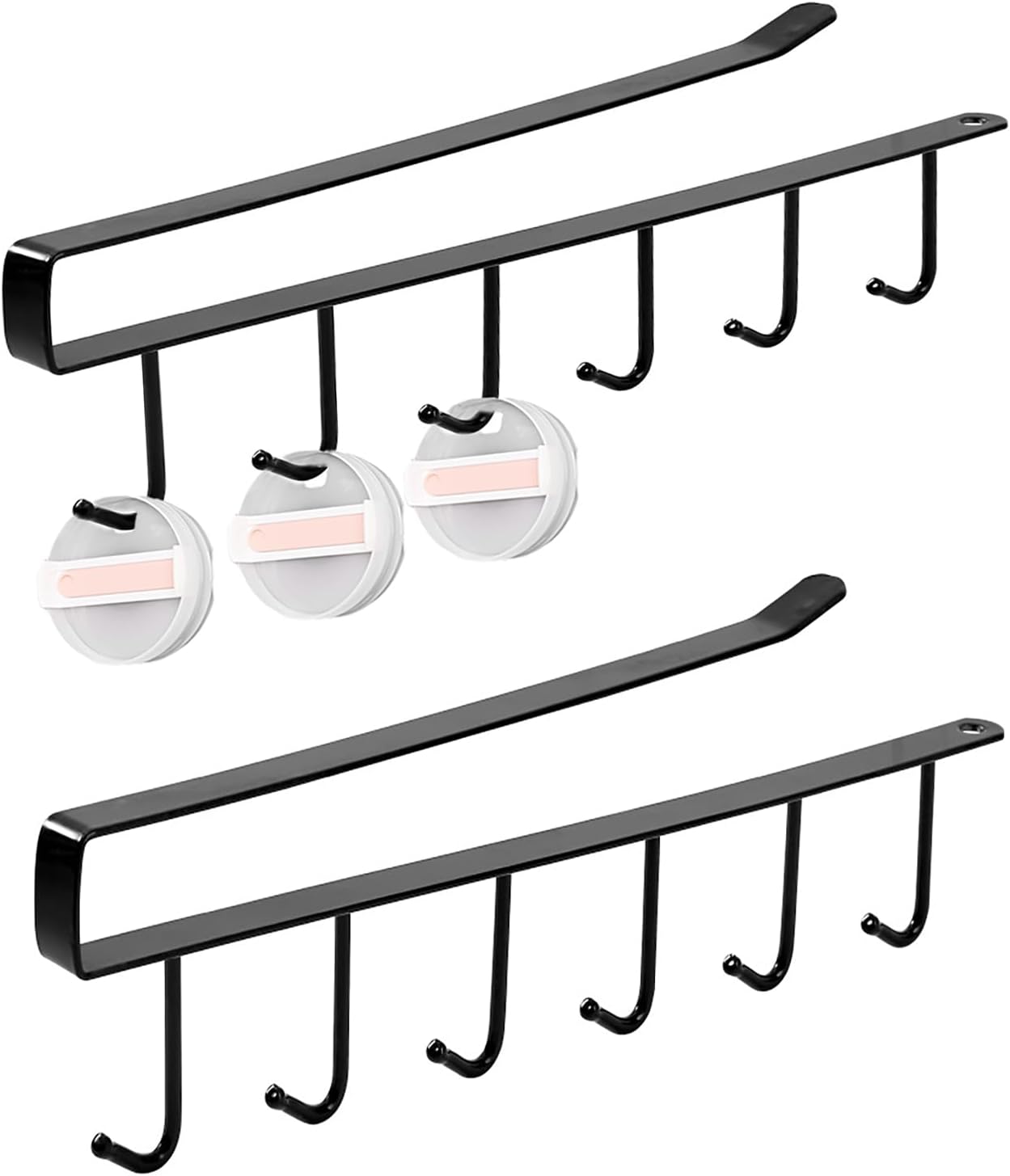 Under Cabinet Tumbler Lid Organizer, 2 Pack Tumbler Lid Organizer,Kitchen Storage Rack, Holds Up 12 Tumbler Lids,No Drill No Adhesive