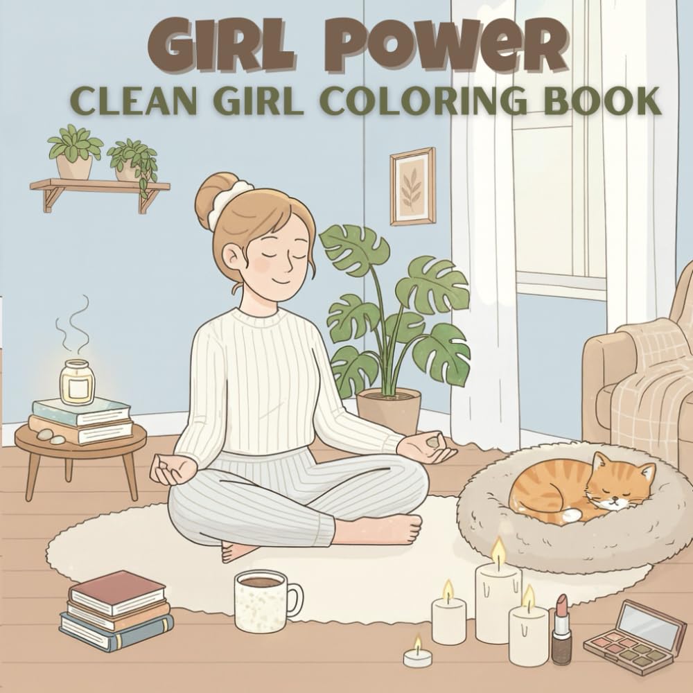 Girl Power – Clean Girl Coloring Book : 40 illustrations mignonnes et relaxantes pour filles: Coloriages bien-être, glow up self-care et ambiance cozy pour filles & ados & femmes