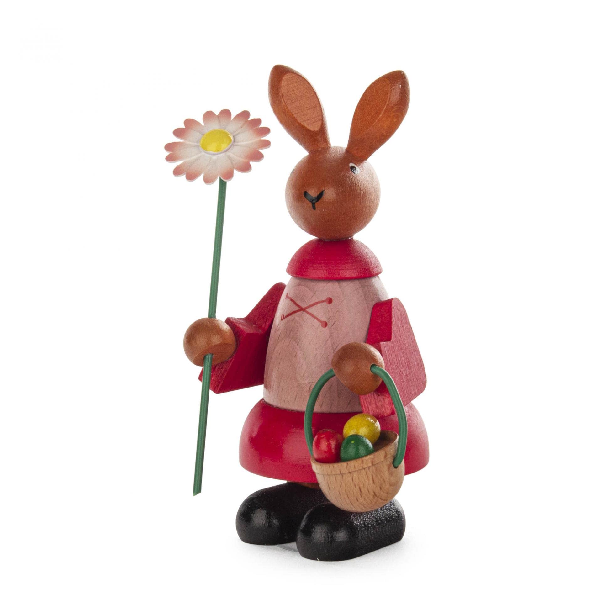 Lapin de Pâques avec fleur idée cadeau de printemps en bois hauteur 11 cm