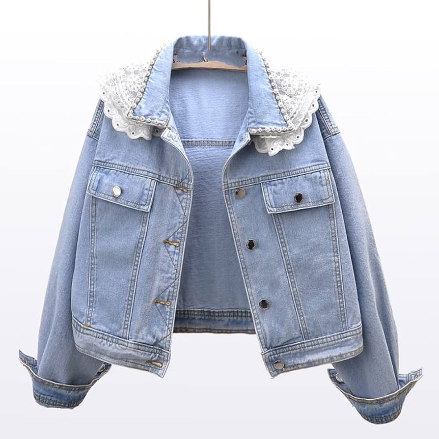 Jeansjacke damen mit spitze Clearance