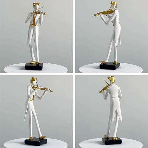 Miniatura 3 de HAUCOZE Estatua de decoración de música, estatua de músico, escultura de oboe, regalos de piano, arte en el hogar, poliresina, 10 pulgadas