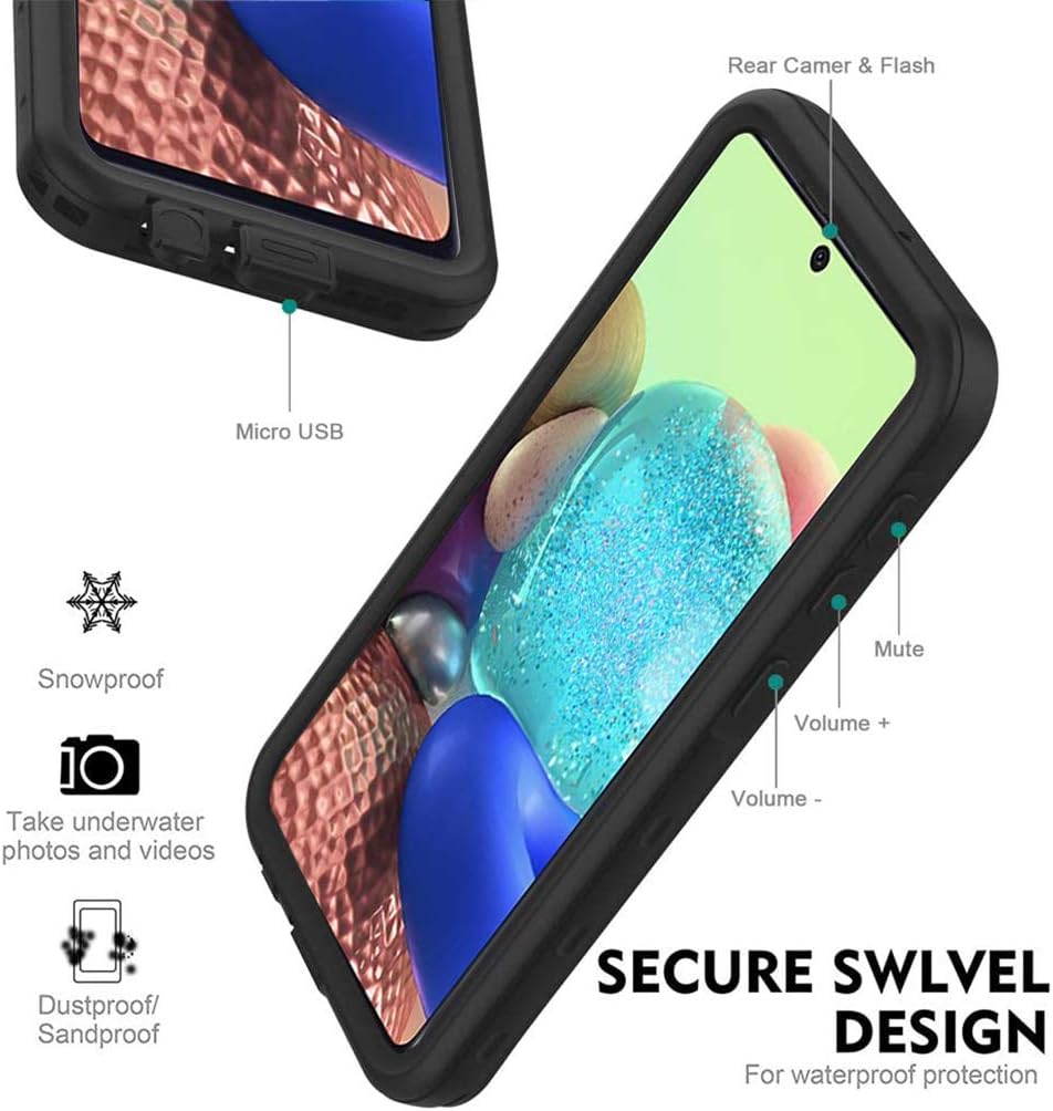 Anyos for Samsung Galaxy A51 4G Waterproof Case, Full Body Rugged Protection Shockproof Dustproof Snowproof with Built in Screen Protector, IP68 Underwater Sealed Clear Back Cover Case