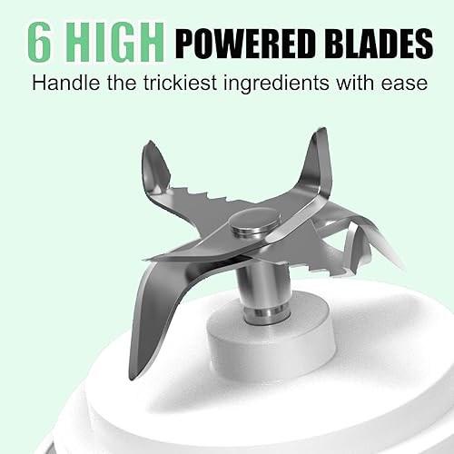 Miniatura 4 de Licuadora portátil de 20 onzas de tamaño personal para batidos y batidos con 6 cuchillas, 150 W, mini licuadora impermeable, recargable por USB,