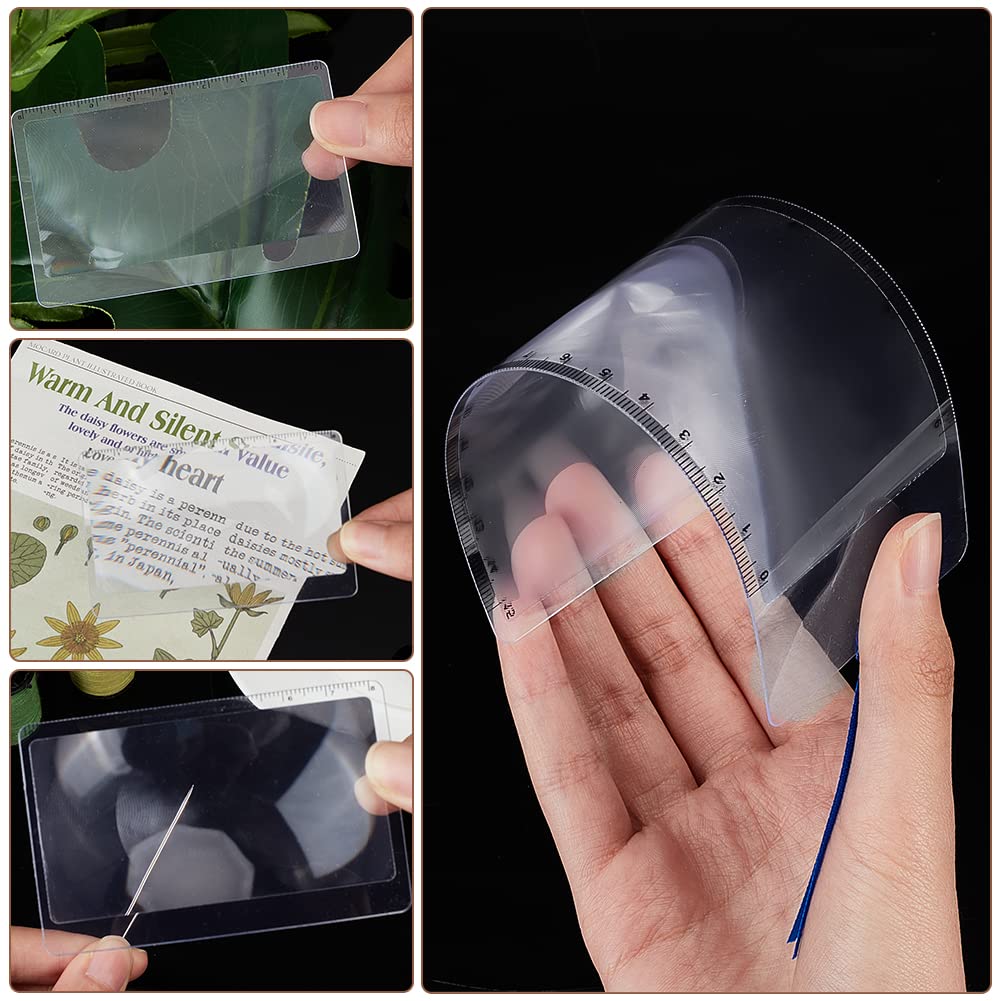 AHANDMAKER 12 Pcs 3X Page Magnifiers, 2 Styles Clear Reading Magnifier, Plastic Portable Credit Card Size Fresnel Lens - Image 3